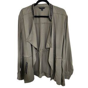 Signature Studio green waterfall front lightweight jacket 3X